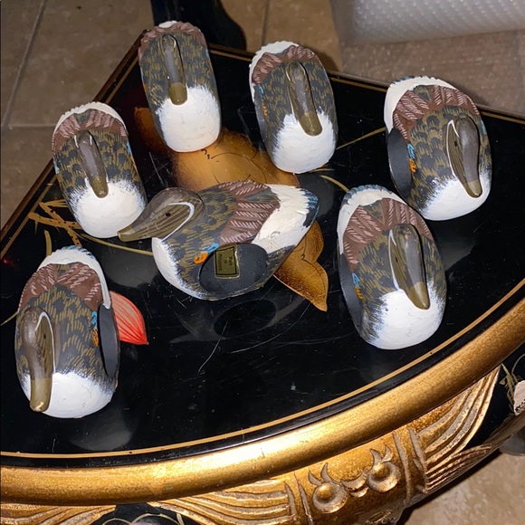 Other - BX51 Vintage Hand-carved Duck Napkin Ring Holder Set Of 7